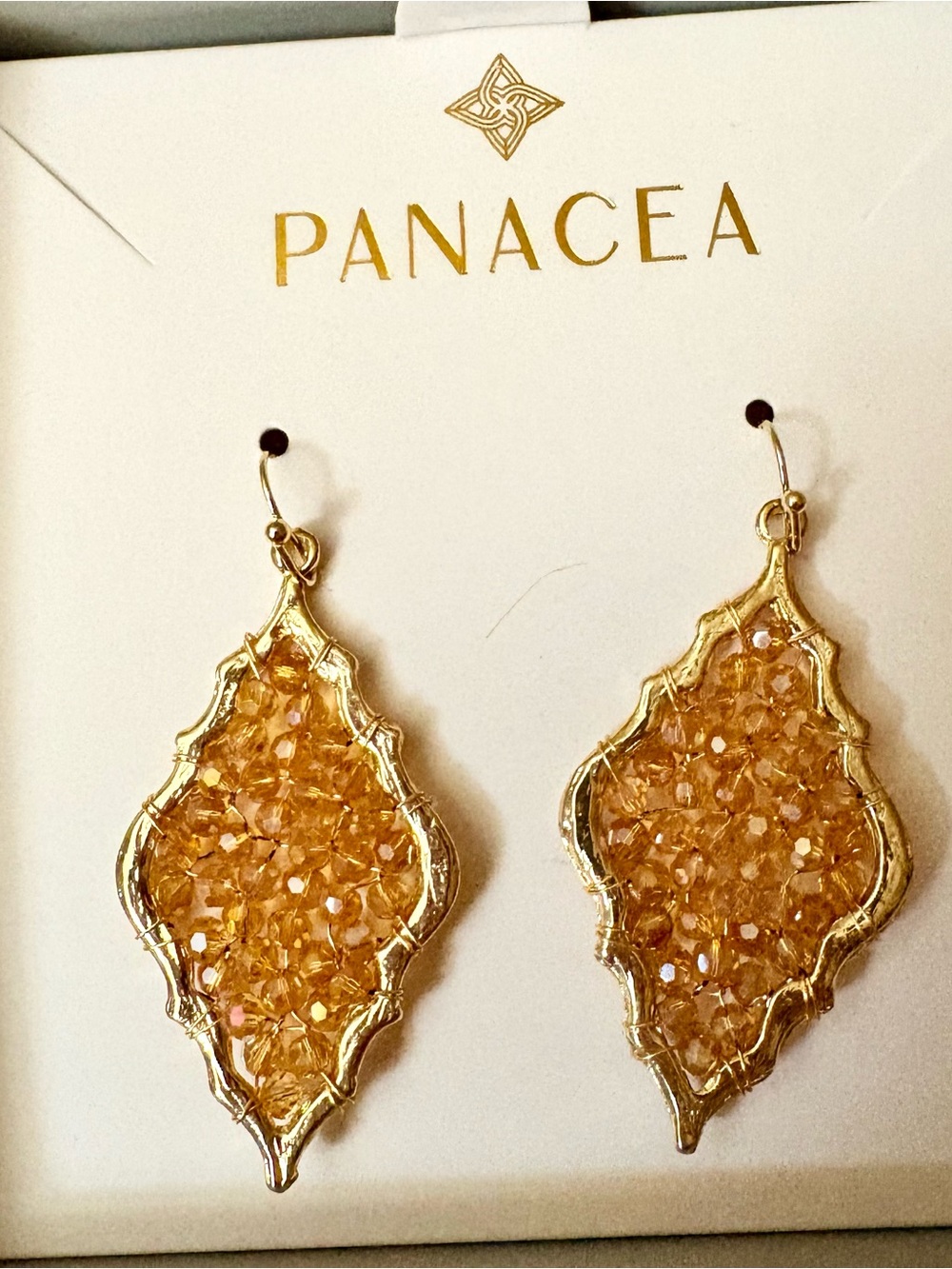 Gold Amber Crystal Drop Earrings - Gold